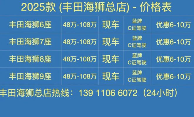 丰田海狮9座最新报价丰田海狮多少钱一台